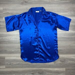 Vintage Victoria’s Secret Blue Satin Sleep Shirt‎ Dress S Gold Label